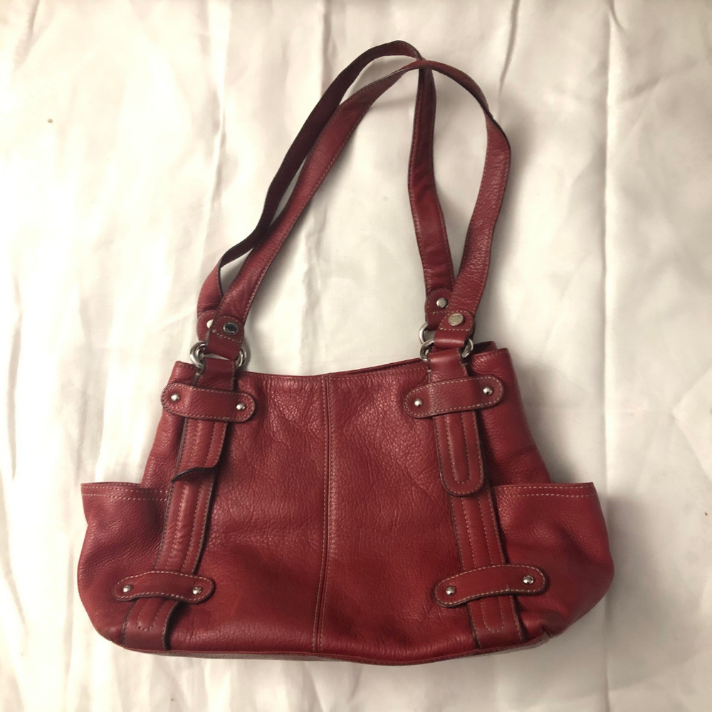 Gorgeous Tignanello Red Buckle Shoulder Bag Purse